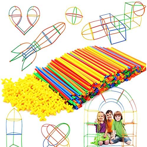 RAINBOW TOYFROG Straw Constructor Toys Stem Building Toys - 300 Pcs Connectors Toy Building Sets Kids Toys for Boys & Girls - Straw Building Set Engineering Kit - Autism Toy STEM Games by RAINBOWTOYFROG