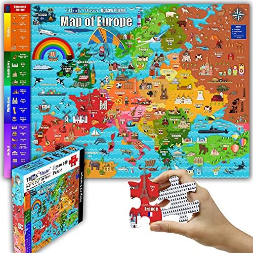 Think2Master Map of Europe 100 Pieces Jigsaw Puzzle. Great Gift. European History. Size:23.4” X 16.5” by Kyle Kim by Think2Master