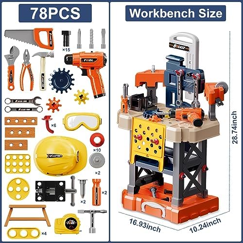 Kids Tool Bench with Power Drill and Realistic Tools Accessories - Image 6