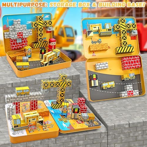 54 Pcs Mini Magnetic Blocks Travel Toys with Iron (Yellow) - Image 5