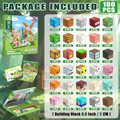 Magnetic Blocks, 100PCS Toys Building Cube Birthday Gifts for Kids - Image 2