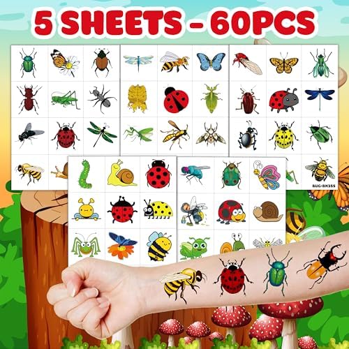 60PCS Bug Temporary Tattoos for Kids Toddlers - Image 2