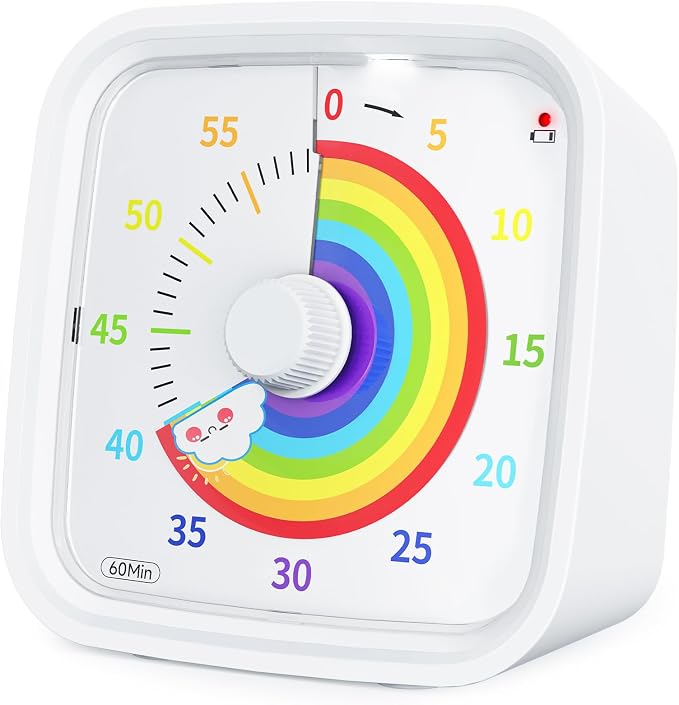 Yunbaoit Rainbow Visual Timer for Kids, 60-min Countdown Timer, White by Yunbaoit