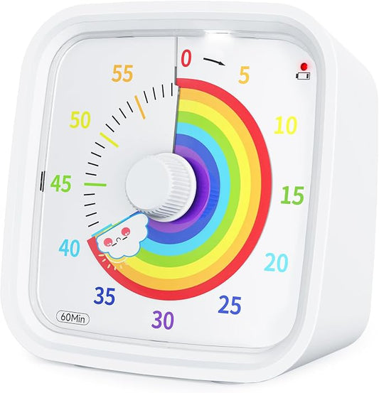 Yunbaoit Rainbow Visual Timer for Kids, 60-min Countdown Timer, White by Yunbaoit