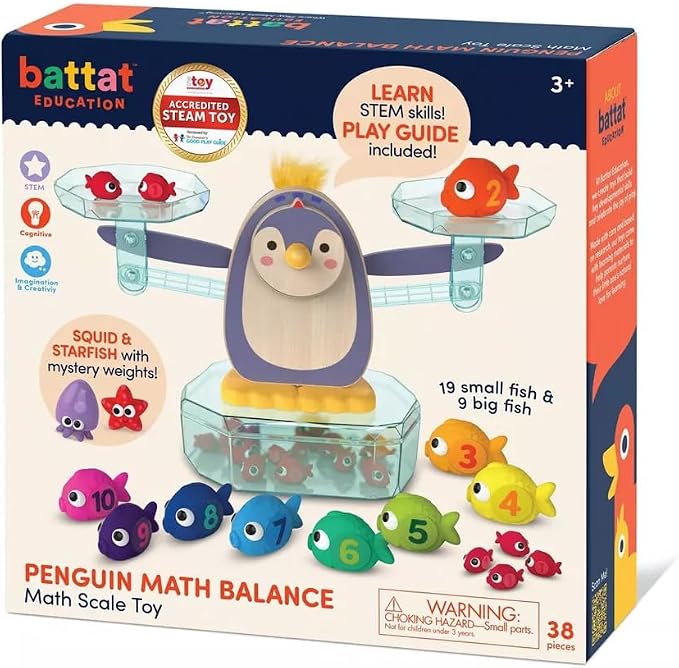Battat Education – Penguin Math Balance Scale for Kids – 38 Pieces Counting Toy – Educational Math Games for Toddlers – Develop Early STEM Skills – Fun Learning Activity for Preschoolers 3+ Years - Image 3
