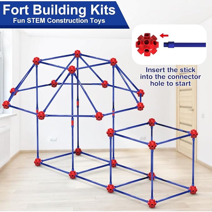 V-Opitos Fort Building Kits for Kids, 140 PCS STEM Construction Toys, Christmas, Birthday Gifts for 4, 5, 6, 7, 8, 9, 10, 11, 12 Years Old Boys & Girls, Indoor & Outdoor Play Tent Activity - Image 2