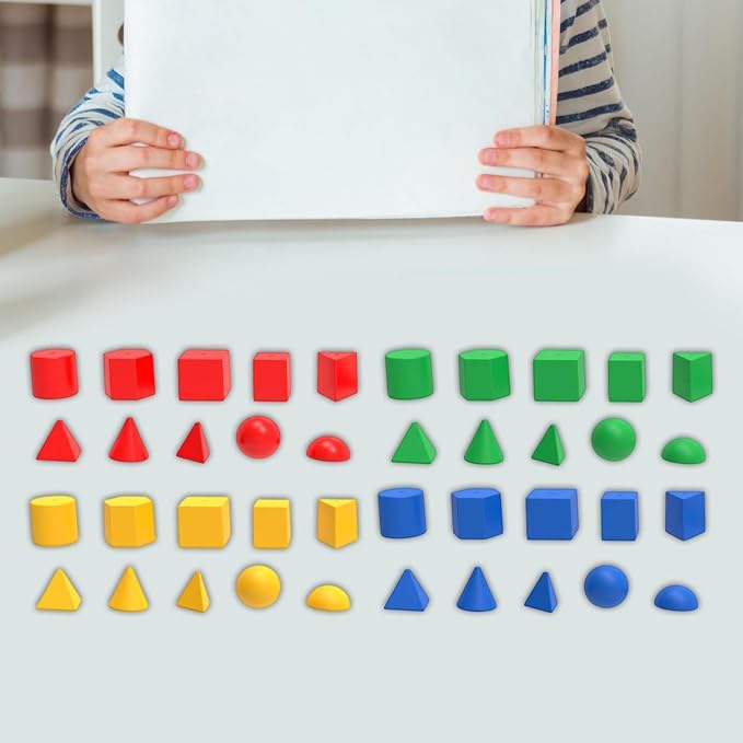 40Pcs Geometric Shapes Blocks Math Manipulatives Pattern Blocks - Image 4