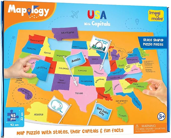 Imagimake Mapology USA Map with Capitals Monuments of USA Bundle | 3D Puzzles for Kids | Learning States and Capitals | Educational Toys for Kids Ages 5 6 7 Years - Image 3
