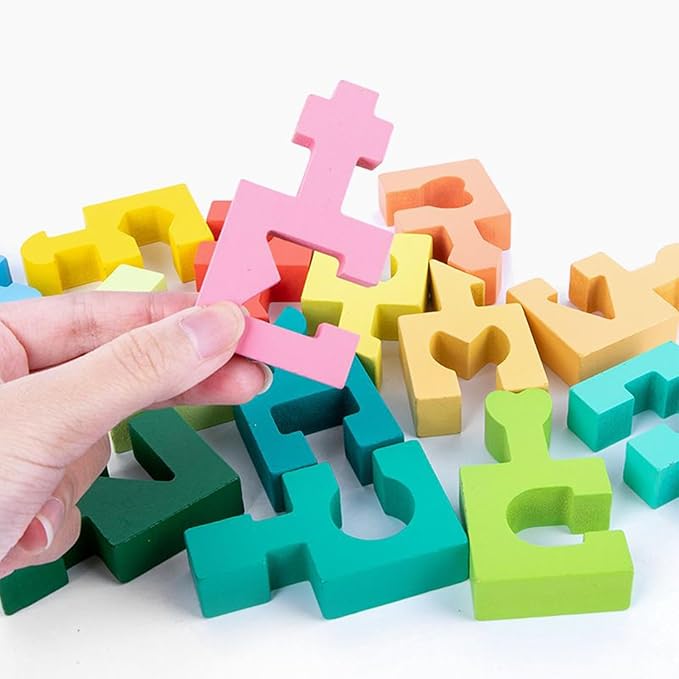 Puzzles for Kids - Wooden Shape Matching Puzzle, Educational Game Set, 16 Pieces | Boys Girls Ages 4-6 Home School Kindergarten Learning Cognitive Skill Development Fun Playtime