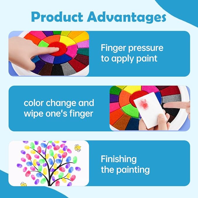 Funny Finger Painting Kit, 2026 New Kids Washable Finger Paint Set with Book for Toddlers Finger Drawing Toys, Colorful Art Painting Supplies DIY Crafts Painting Early Learning Gifts (6 Color)