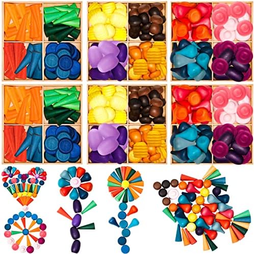 Chivao Loose Parts Play Materials Set, Wooden Mandala Toys Kit,162 Pcs by Chivao