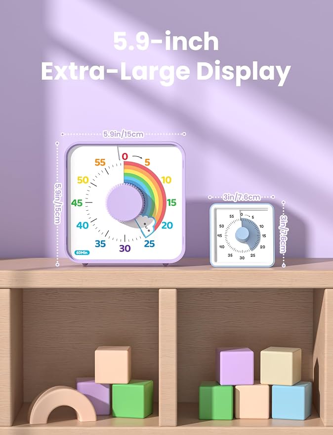 LIORQUE 5.9 Inch Mechanical Large Visual Timers, 60 Minute Classroom Timer - Image 6