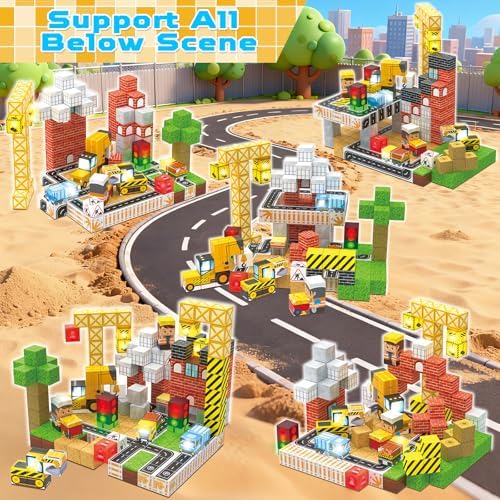 ToyUnited 200PCS Light Up Magnetic Blocks - Magnet Building Blocks, Stacking Magent Cubes Construction Theme, STEM Montessori Sensory Educational Birthday Gifts Toys for Kids Boys Girls Ages 3-12 - Image 3