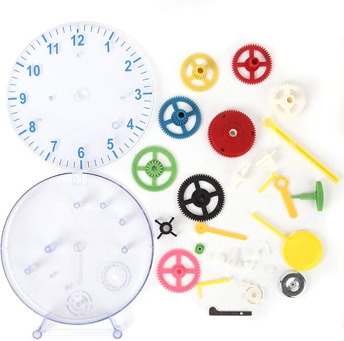 Lily's Home 31 Pieces Do-It-Yourself Children's First Puzzle Clock Kit, No Batteries Required, Learn How Clock Gears Work, Colorful and Educational Gift for Kids, Mechanical, Multi-Colored - Image 2