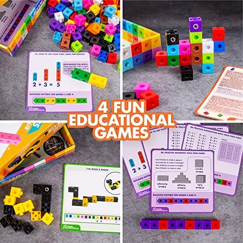 The Young Scientists Club STEM Cubes, Build, Learn & Create with 100+ Math Cubes Manipulatives, 4-in-1 Educational Games, Math Cubes for Kids Ages 4-8, Awesome Learn Through Play Toys - Image 4