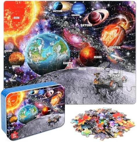 Puzzles for Kids Ages 4-6, 60 Piece Puzzles for Kids Ages 3-5 in Metal Box by LELEMON