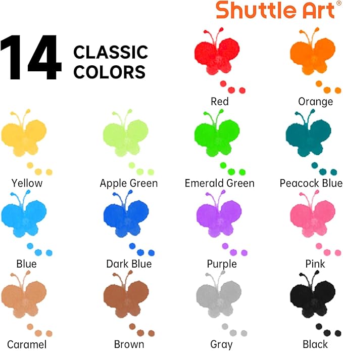 Shuttle Art Dot Markers, 14 Colors Bingo Daubers with 135 Patterns, 5 Activity Books, Educational Set With Art Activities,Non-Toxic Washable Coloring Markers