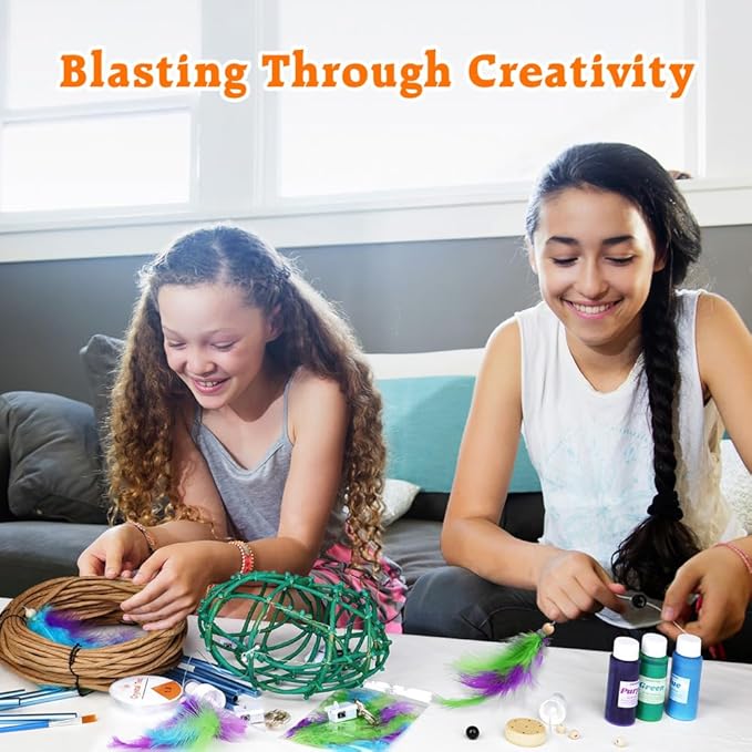 CHARTEKS 3D String Light Craft Kit for Kids, String Art Kit with LED Bulbs and Wind Chime, Arts and Crafts Set, Birthday Gifts for Girls Boys Ages 8+ (with Paint, Paper String)