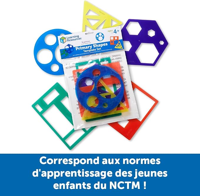 Learning Resources Primary Shapes Template Set - 5 Pieces, Ages 4+ Homeschool and Classroom Supplies, Geometric Shapes, Tracing Helper for Kids - Image 3