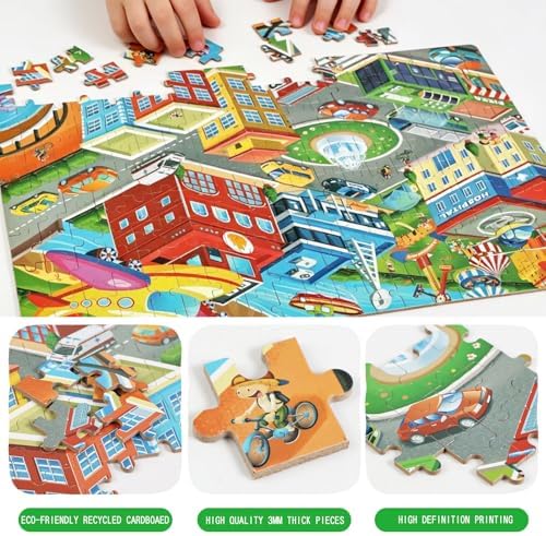Jigsaw Puzzle Suitable for Children Aged 6-8. for Children Aged 8-10 - City Scenery 200-piece Jigsaw Puzzle. an Educational Toy Suitable for Boys - Image 2