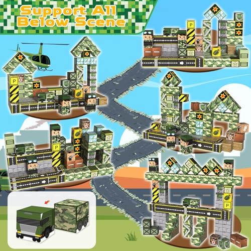 100PCS Magnetic Blocks - STEM Magnetic Building Blocks for Kids Military Construction Cube Toys Games, Educational Sensory Stacking Magnets Cube Toys for Kids Birthday Gifts Boys & Girls - Image 3