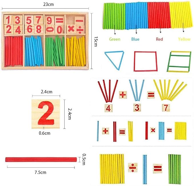 Umbresen Montessori Toys Math Educational Toy - Wooden Intelligence Sticks Number Cards and Counting Rods with Box - Image 4