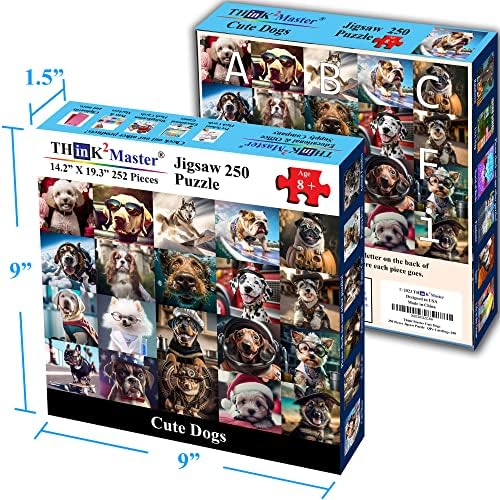Think2Master Cute Dogs 250 Pieces Jigsaw Puzzle Featuring heartwarming Puppies and Dogs. Great Puzzle. Great Gift. Large Pieces. Size: 14.2” X 19.3” - Image 6