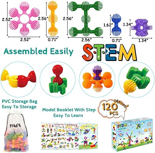 Kids Building Blocks STEM Toys, 120 PCS Plastic Gear Interlocking Sets That Bends - Safe Material - Toddler Educational Toy for Girls and Boys Aged 3+ - Image 3