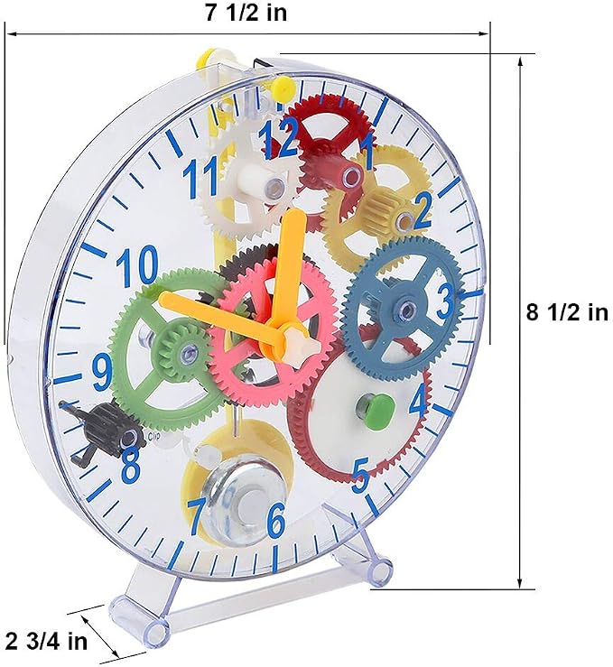 Lily's Home 31 Pieces Do-It-Yourself Children's First Puzzle Clock Kit, No Batteries Required, Learn How Clock Gears Work, Colorful and Educational Gift for Kids, Mechanical, Multi-Colored - Image 5