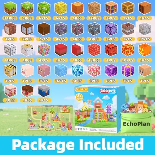 EchoPlan Magnetic Blocks, 200PCS Magnetic Building Blocks for Kids Ages 3+ - Image 3