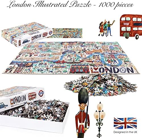 Jigsaw Puzzles 1000 Pieces for Adults - London Illustrated Theme 1000 Piece Puzzle - Adults and Kids Jigsaw Puzzle London Including King Charles III and Queen Elizabeth II - 100% Recycled by bopster - Image 4