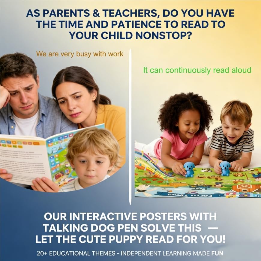 (Phonic-Poster) Satxtrem Interactive Talking Dog Pen with Posters | Upgraded Talking Flash Cards - Phonics Learn to Read Toys for 3-6 Year Olds - Preschool Educational Aids for Boys & Girls - Image 6
