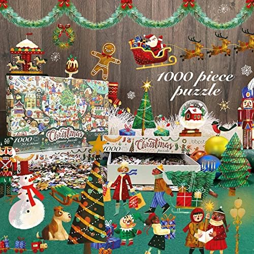 bopster 1000-Piece Christmas Jigsaw Puzzle – Illustrated Holiday Theme for Adults & Kids – Family Fun Puzzle Made from 100% Recycled Cardboard - Image 6