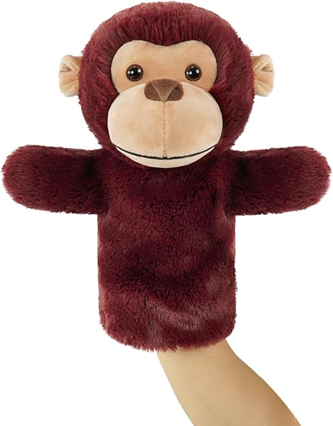 Hand Puppet for Kids Plush Animal Educational Storytelling Toy Soft Fabric Adult Size Jungle Forest Friends Interactive Role Play Family Fun Gift Birthday Party Favor Monkey