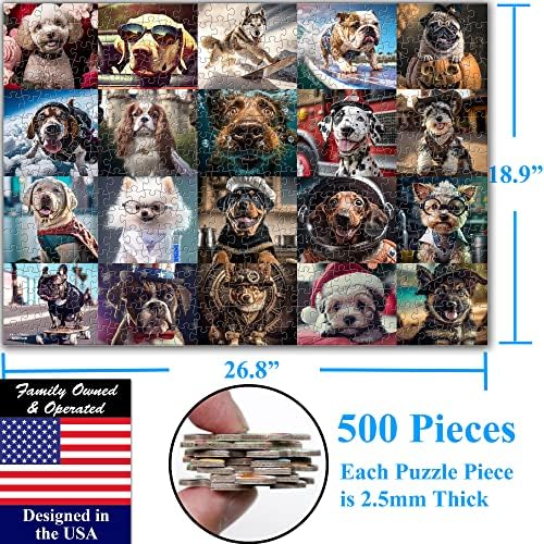 Think2Master Cute Dogs 500 Pieces Jigsaw Puzzle Featuring Very Large Pieces and Cute Puppies. for Adults, Seniors 13+ Size: 26.8” x 18.9” - Image 2