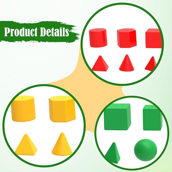 40Pcs Geometric Shapes Blocks Math Manipulatives Pattern Blocks - Image 2