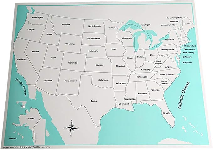 Montessori Puzzle Map of USA (with Labeled Control Map) - Image 2
