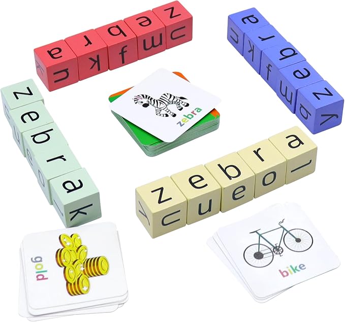 Spelling Games for Kids Ages 3-6, CVC Word Matching Letter Game, Phonics Learning Toy with 54 Flash Cards for Preschool Boys Girls by Humerry