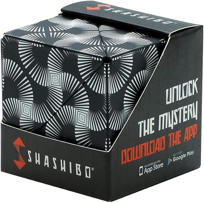 Shashibo Shape Shifting Box - Award-Winning STEM Fidget Toy with Strong Magnets - Fidget Cube Transforms Into 100+ Shapes, Christmas Stocking Stuffers Gift for Kids, Teens, and Adults (Black & White)