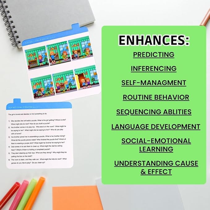 Sequencing Daily Routine Conversation Cards | Learning Material for Social Skills & Emotional Intelligence| Speech Therapy Resources | Articulation, ESL & Storytelling Cards | Sequencing Card Game - Image 3