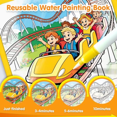 ZHOC Reusable Water Painting Books for Kids – Magic Water Reveal Coloring Books with Water Pens (Castle) No-Mess Coloring Book Fun Travel Activity for Ages 3 4 5 6 7 8 - Image 2