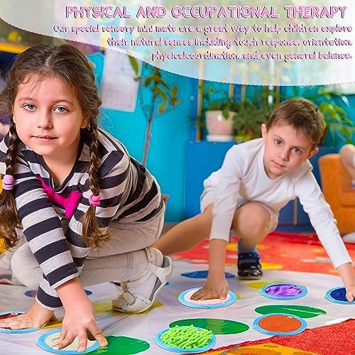 Boao 8 Set Mini Sensory Mats for Autism Kids Sensory Floor Tiles, Round - Image 3