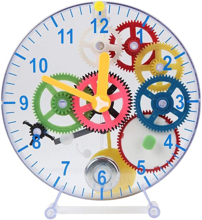 Lily's Home 31 Pieces Do-It-Yourself Children's First Puzzle Clock Kit, No Batteries Required, Learn How Clock Gears Work, Colorful and Educational Gift for Kids, Mechanical, Multi-Colored by LilysHome