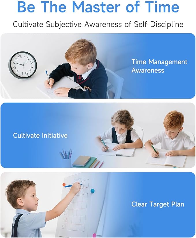 Visual Timer for Kids with Planning Board, 3-in-1 Visual Schedule for Kids with Autism & ADHD, Chore Chart for Home, School, Classroom, Desk - Image 7