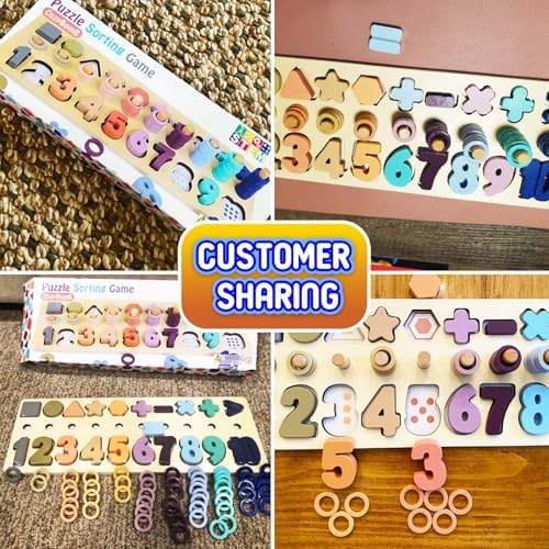 Educational Montessori Toys Wooden Puzzles Blocks Number Stacking - Image 6
