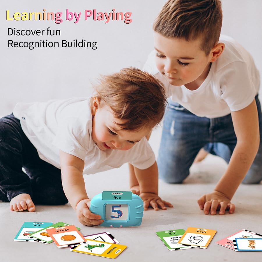 Eaever 580 Pre-K Sight Words Talking Flash Cards with Dolch Words,Letters/Number(0-100), Etc, Speech Therapy, Autism Sensory Toys, Easter Basket Stuffer Gifts for 3-6 Year Old Boys and Girls, Blue - Image 4