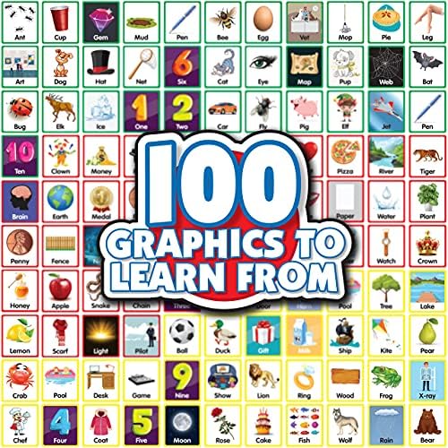 Wooden Reading Blocks - Spin, Spell & Match Words - 16 Alphabet ABC Blocks & 50 Cards with Images - Montessori Learning Reading Games Toy for Toddlers & Kids - Image 4