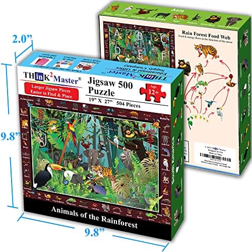 Think2Master Rainforest Jungle Animals 500 Pieces vith Large Pieces Jigsaw Puzzle for Seniors, Adults & Families. Great Gift Size: 26.8” X 18.9” - Image 5