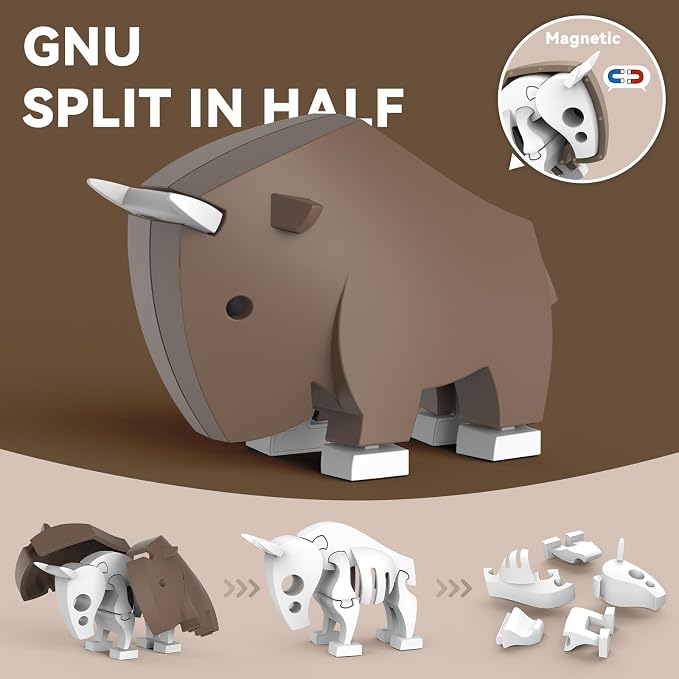 Magnetic Animal Building Toys, STEM Toddler Learning Toys 3D Puzzle Animals for Boys Girls, Educational Magnetic Travel Montessori Toy Lion Elephant Crocodile, Unique Birthday Gift for Kids 3 4 5 6 7 - Image 5