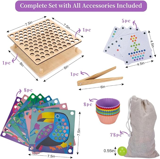 Offelec Fine Motor Games, Color Sorting Toys for Little Hands, Special Education Stacking Toy - Image 7